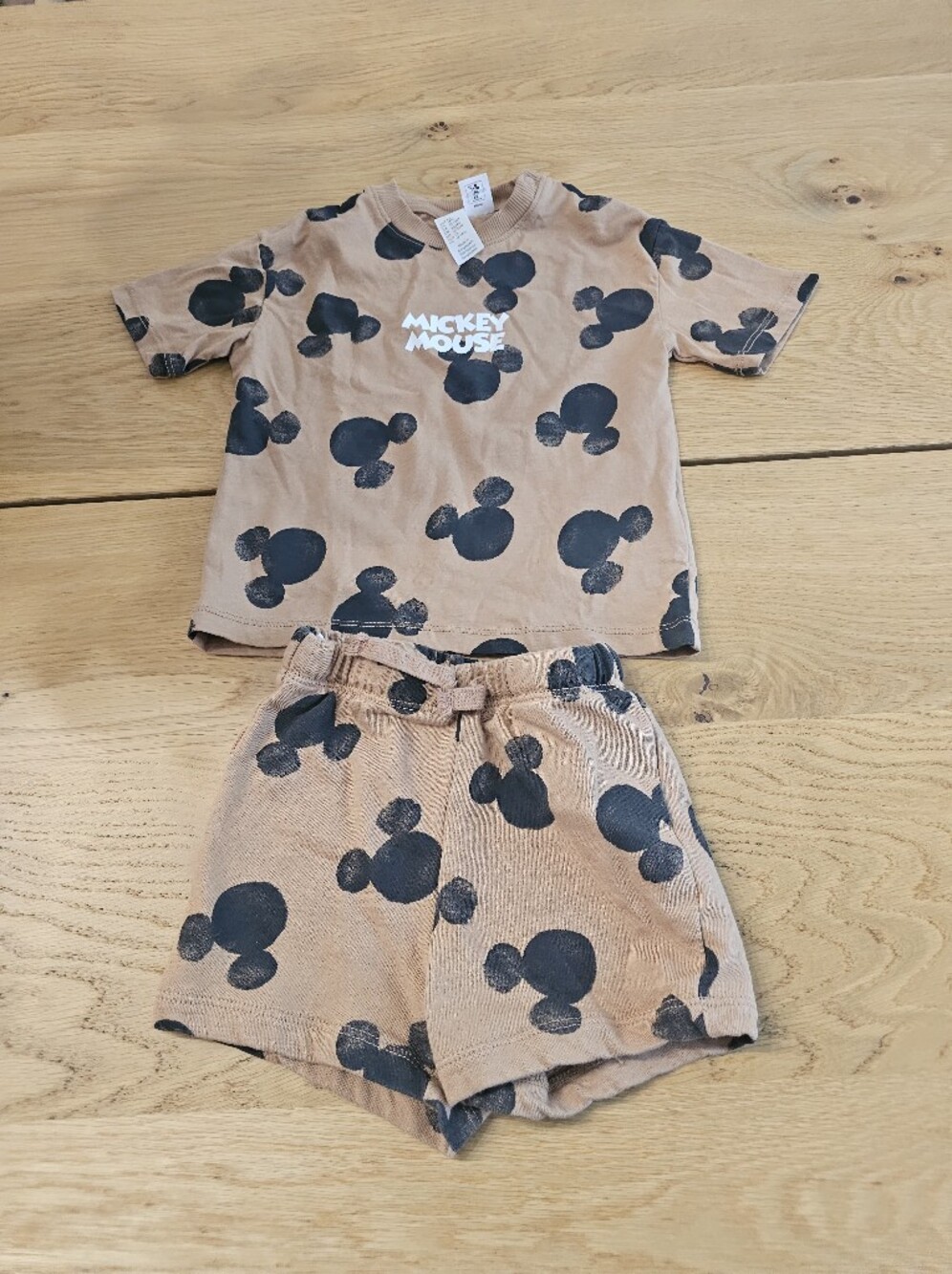 H&M Kids Matching Mickey Mouse Set in Tan and Black